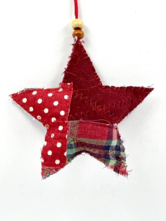 クリスマス　パッチワーク　スター　Christmas Star　Mサイズ　X'mas Tree Decoration 2枚目の画像