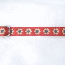 機械刺繍　猫首輪　マーガレット（テラコッタ） 2枚目の画像