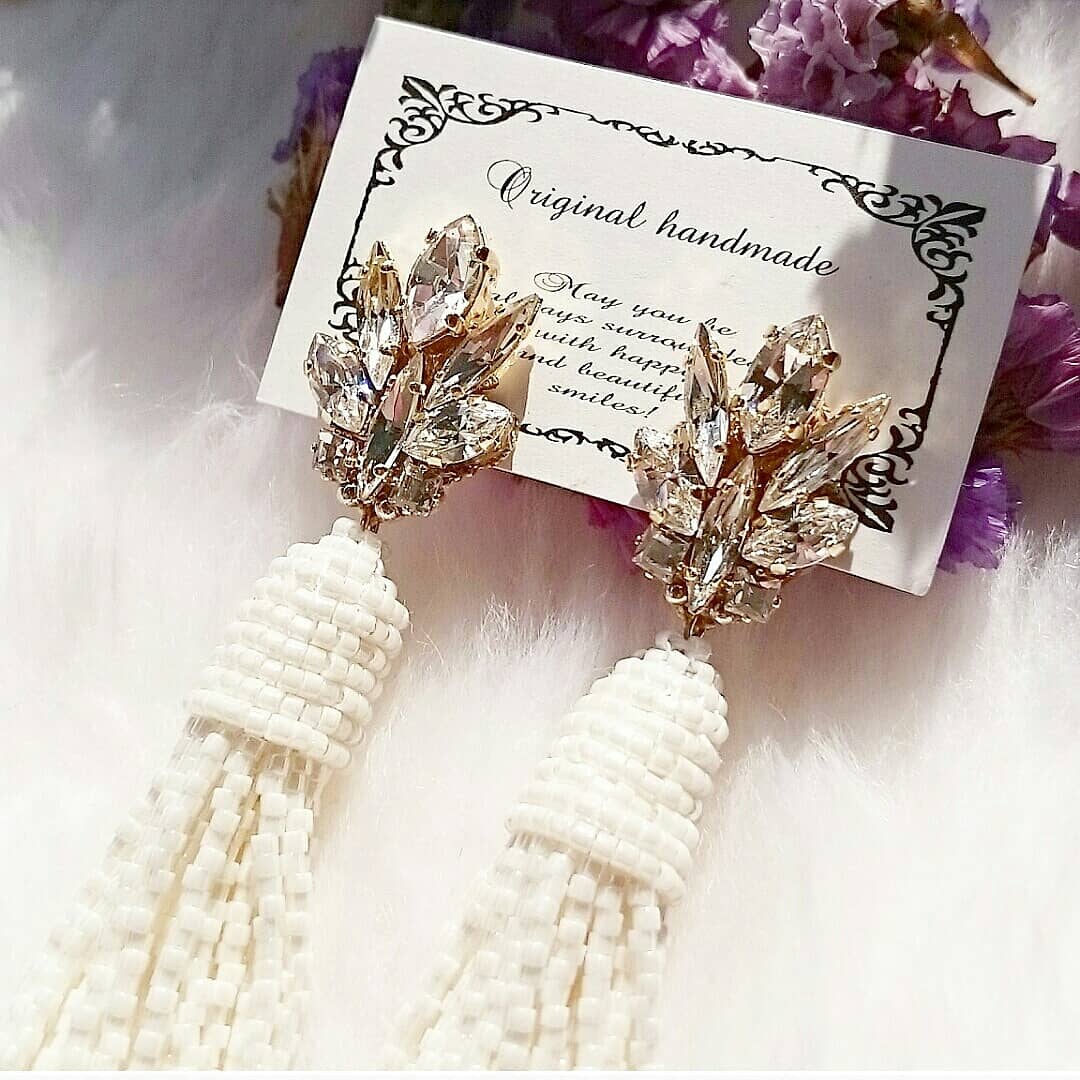 Swarovski × beadstassel earring