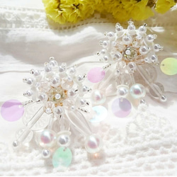 pearl flower earring（White） 4枚目の画像