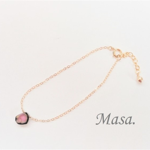 14Kgf】ウォーターメロントルマリンのブレスレット ブレスレット Masa 