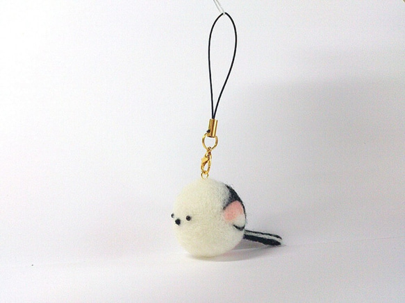 まるころシマエナガ【玉ころストラップ】羊毛フェルトby夕の月フェルト