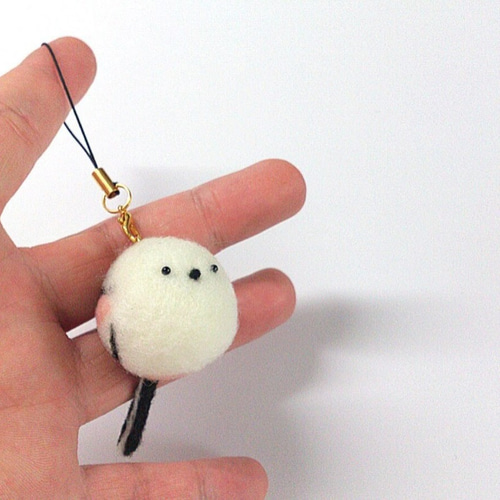 まるころシマエナガ【玉ころストラップ】羊毛フェルトby夕の月フェルト
