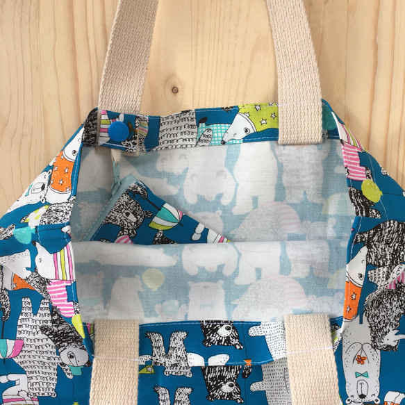 【MH米粒手作雜貨】藍色北極熊可收納購物袋/手提袋/環保袋 第2張的照片