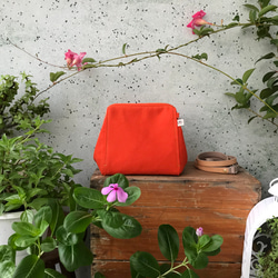 橘色日本帆布 / mini / 斜背包 / 支架口金包 第3張的照片