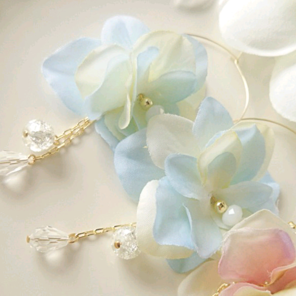 flower hoop pias／earrings(ピンク) 2枚目の画像