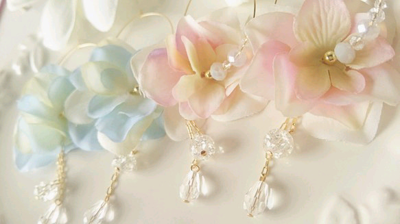 flower hoop pias／earrings(ピンク) 3枚目の画像