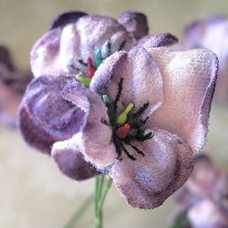 ベルベットのパンジー　ビオラ　すみれ色　古い布花のパーツ　 2枚目の画像