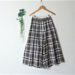 マドラスチェックのスカートみたいなワイドパンツ 4枚目の画像