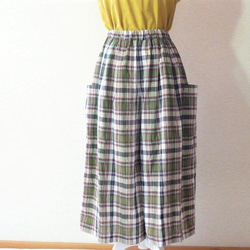 マドラスチェックのスカートみたいなワイドパンツ 5枚目の画像