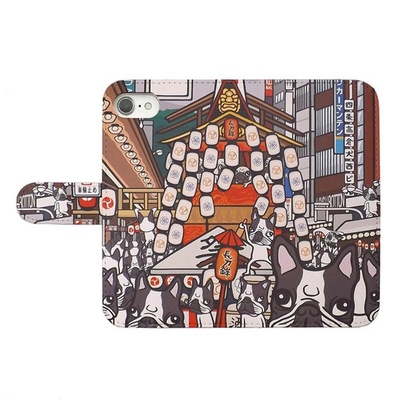 全機種対応 手帳型スマホケース カバー けいすけ 京都 フレンチブルドッグ 祇園祭 009 2枚目の画像