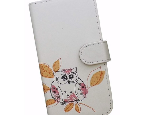 全機種対応 手帳型スマホケース フクロウ 鳥 キャラクター 460