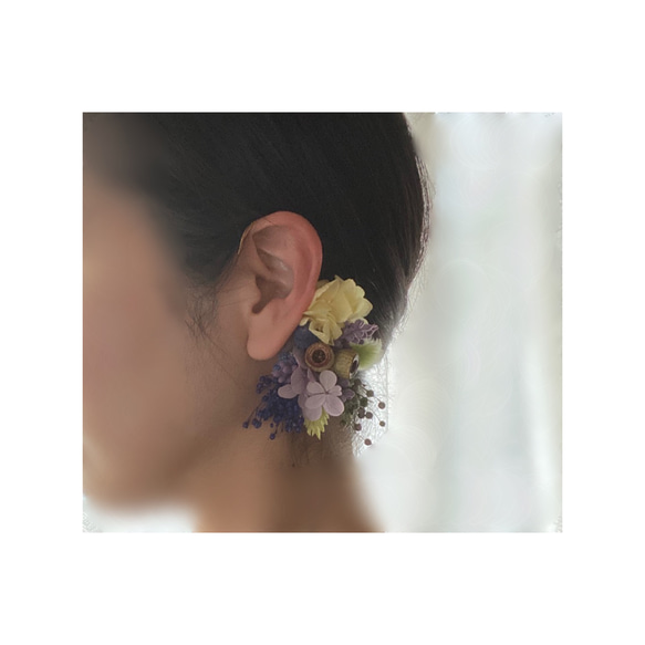 「lavender」紫陽花とハニーテールとラベンダーの耳飾り 2枚目の画像