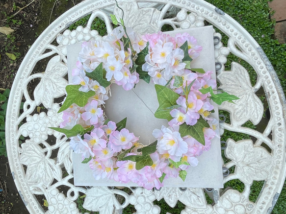 creema限定♡桜のリース＊造花　直径約25㎝ 2枚目の画像