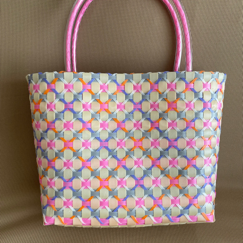 ハンドメイド プラカゴ プラかご V70 ハンドメイド PPバンド エコバッグ ブラウン