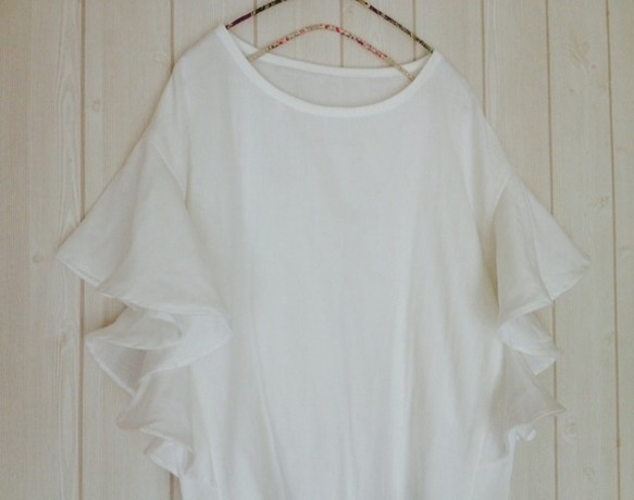 国産オーガニックふわふわWガーゼ・フリルブラウス