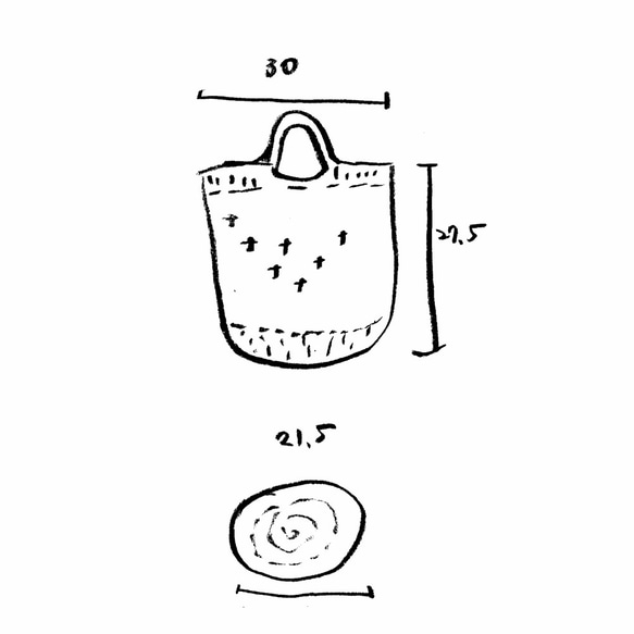 非 圓底手提手掛包/原色麻繩編織 第3張的照片