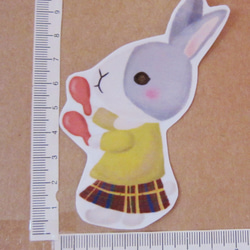 手繪插畫風格 完全 防水貼紙 兔子樂隊 一套四張 第4張的照片