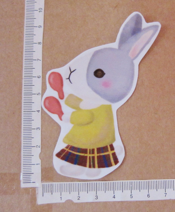 手繪插畫風格 完全 防水貼紙 兔子樂隊 一套四張 第4張的照片
