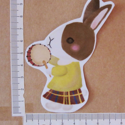 手繪插畫風格 完全 防水貼紙 兔子樂隊 一套四張 第5張的照片