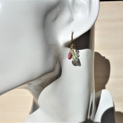 ピンクトルマリンとペリドットのピアス１４KGF対応～桜色ドロップ〜 4枚目の画像