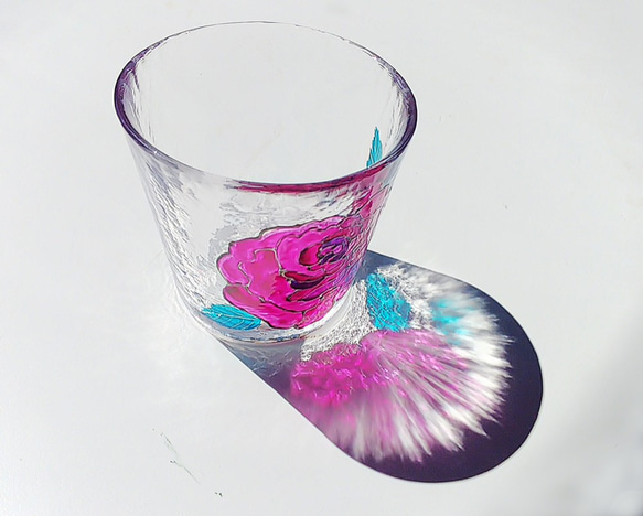手描きピンクの薔薇　プレゼント　or 家呑みマイグラスに♪ 4枚目の画像