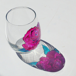 母の日ギフト　or 家呑みマイグラス♪　手描き　ピンクの薔薇 5枚目の画像