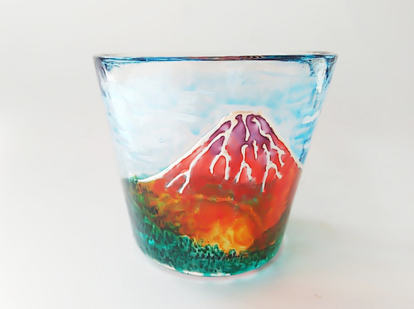 赤富士グラス　父の日・敬老の日・還暦ギフトに♬　マイグラスに♪　 1枚目の画像
