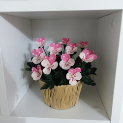 ストリーム布手作りの布の花屋 - 遊び心ロマンチックなピンクのパンジーの花のドット 4枚目の画像