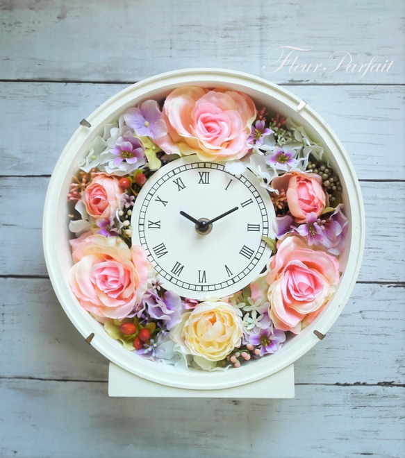 ウェディング＆ギフトに♡大人かわいい花時計～ピンクローズ&ラナンキュラス～ 1枚目の画像