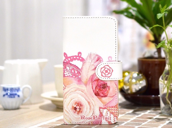 華やかな薔薇の 手帳型 iPhoneケース　Xperia一部対応 1枚目の画像