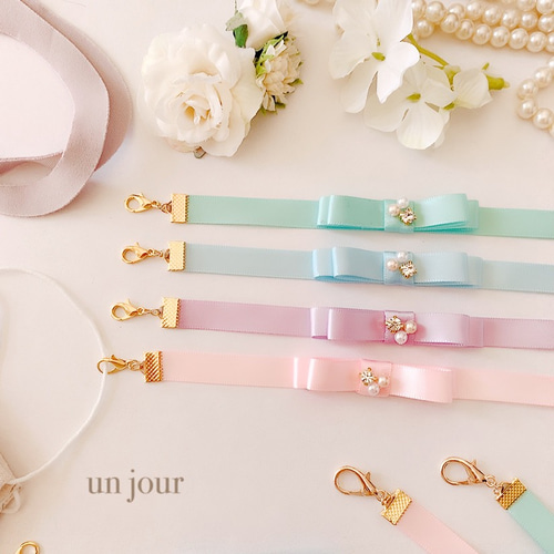 サテンリボン パステルカラー】リボン マスクストラップ マスク  