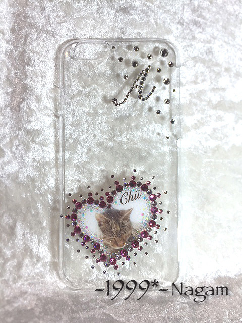 《オーダーメイド》スマホケース カバー ペット ジェル（レジン）コート＆スワロフスキーデコ iPhoneその他機種対応