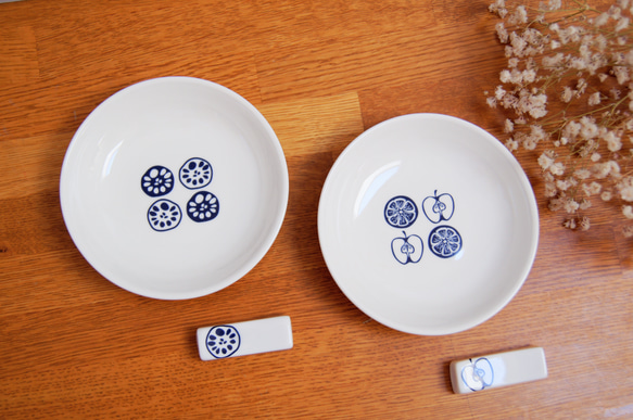 シンプル モダン＆北欧 ❁れんこんと果物の豆皿＆箸置きセット 4枚目の画像