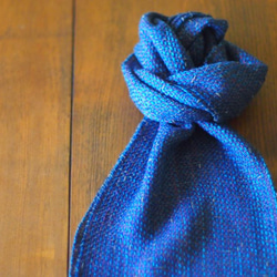 披肩手工編織靛藍和紫羅蘭（絲） 第2張的照片