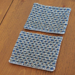 めがね織り　コースター（青） 1枚目の画像