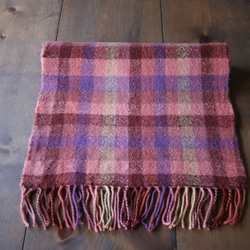 手工編織格子圍巾（紅色） 第1張的照片