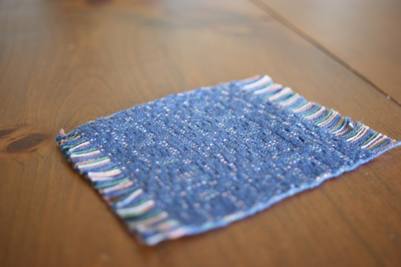綾織り　コースター（紺） 4枚目の画像