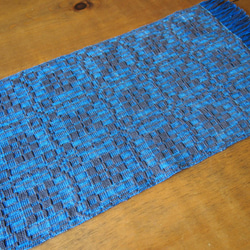手織りの敷物　模様織（茶色・紺） 2枚目の画像