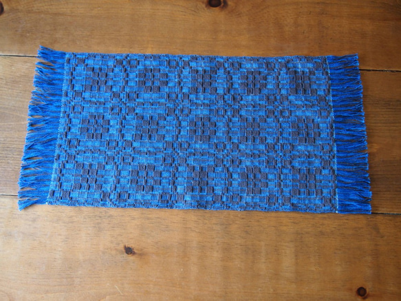 手織りの敷物　模様織（茶色・紺） 4枚目の画像