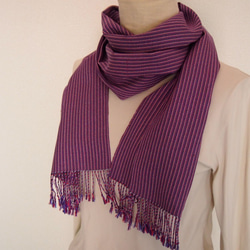 “淡紫色”手工編織真絲披肩 第3張的照片