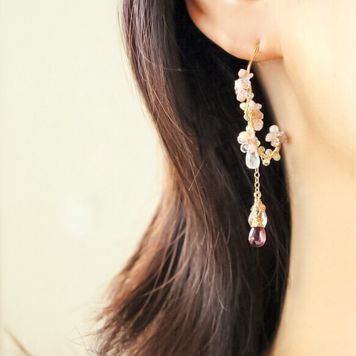 桜-ピンクのお花のフープピアス 14kgf ピアス（フープ） ユウコ