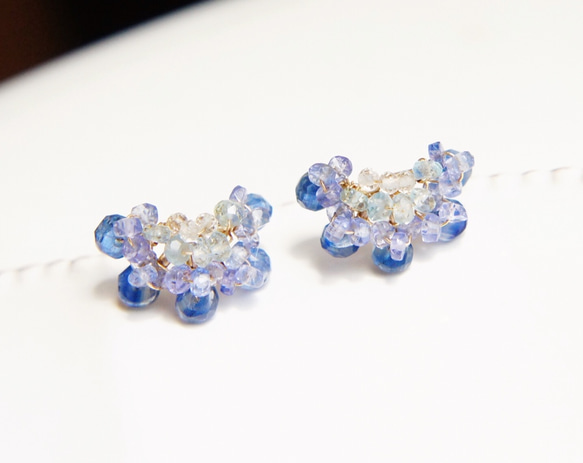 Tanzanite＆kayanite耳釘14 kgf 第4張的照片