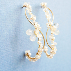 月光石和珍珠新娘耳環14kgf 第4張的照片