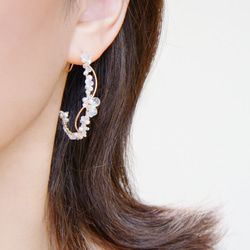 月光石和珍珠新娘耳環14kgf 第5張的照片