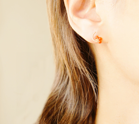 14K 日本紅珊瑚耳環 14k 純金 第5張的照片