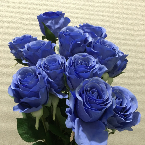 セレモニー用造花薔薇12本セット（ブルー） 3枚目の画像