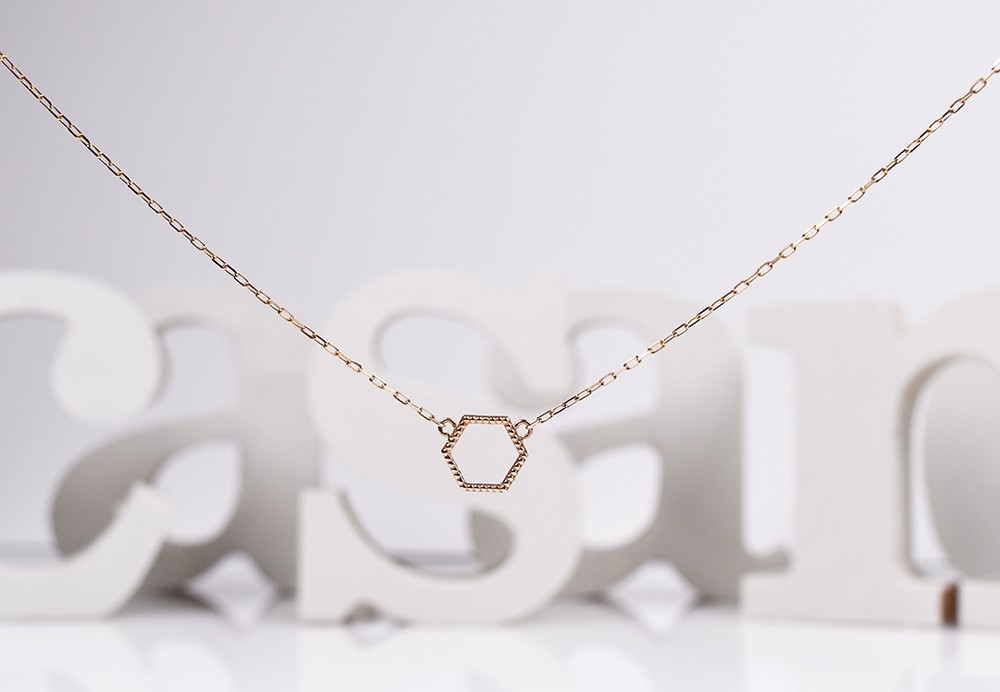 K10YGネックレス【SUKASHI KIKKO　/　透かし亀甲】（N10076Y)