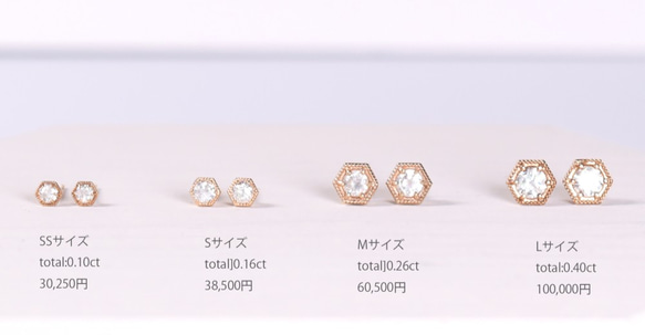 K10YGダイヤスタッドピアス【KIKKO DIAMOND/亀甲ダイヤモンド】（SS)0.10ct 5枚目の画像
