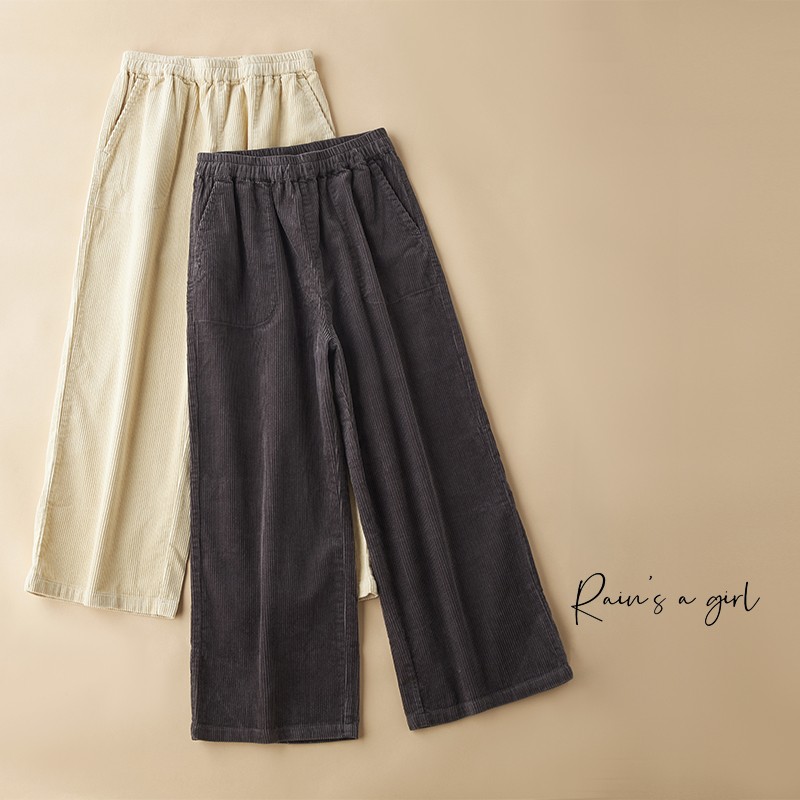 【SALE】厚手コーデュロイ＊ワイドパンツ/2色　B-1X